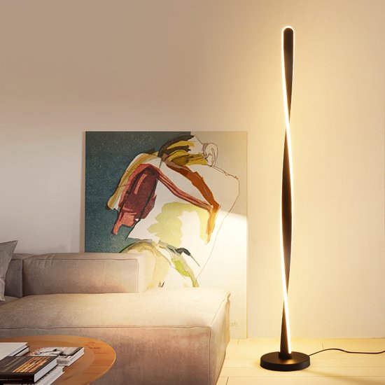 Lampadaire LED moderne en forme de spirale en aluminium et acrylique, éclairage d'intérieur à intensité variable, avec télécommande, luminaire décoratif d'intérieur, idéal pour un salon, une chambre à coucher ou une chambre à coucher, 2024