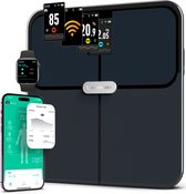 Pèse-personne Sacoma - Avec plateforme de pesée interactive - Analyse corporelle 17x - Bluetooth et WiFi - Balance avec application - Rechargeable par USB - Numérique
