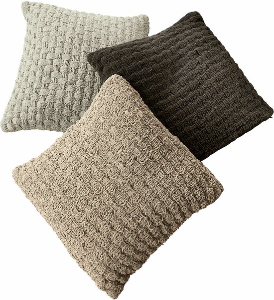 LOBERON Housse de coussin lot de 3 Antier beige/gris