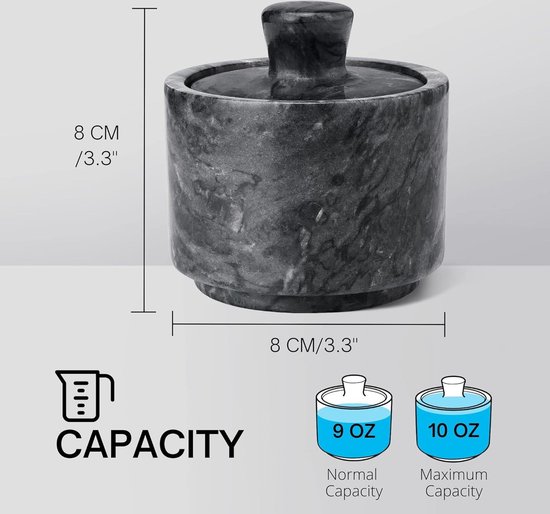 R Repan Salière En Marbre Blanc Avec Couvercle, 10,2 X 6,3 Cm