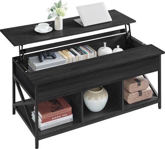 Mokuyary Salontafel, zwart, 60 x 44,5 x 45 cm, houtmateriaal
