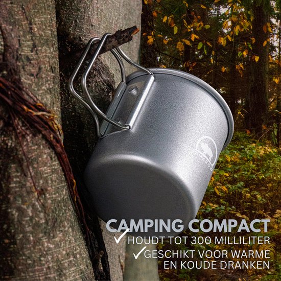 Tamarow RVS Camping Mok Set - 300ml - Campingbeker - Drinkbeker - Uitklapbare Kampeer Mokken - Zilver - Set van 2 van Tamarow — afbeelding 2