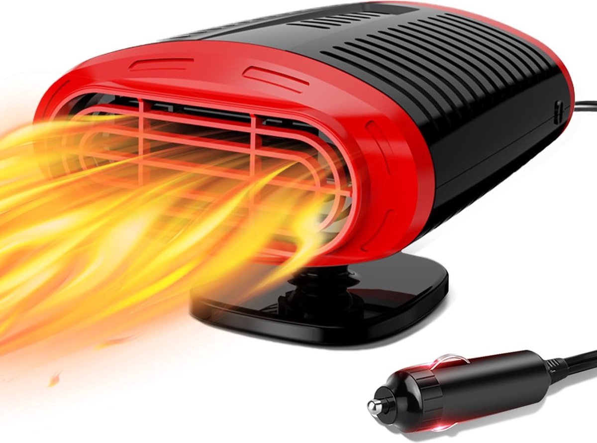 Showvigor 12 V autoverwarming, autoventilatorkachel, draagbare autoverwarming, anti-condens, voorruit, ontdooier, met ergonomische handgreep, sigarettenaansteker, ventilatorkachel voor alle auto's