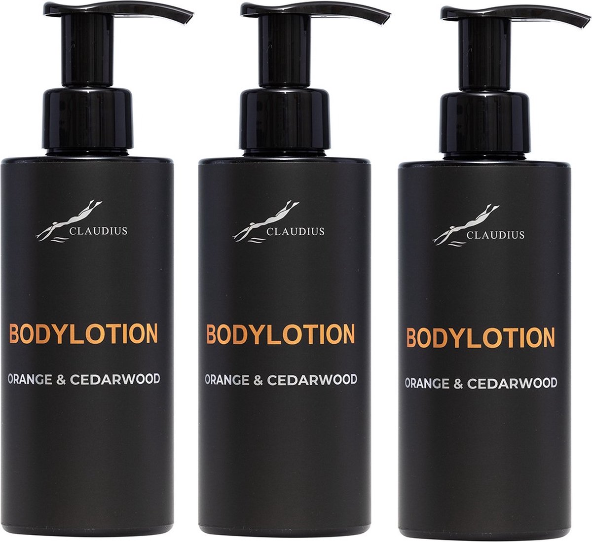 Goedkoopste Bodylotion Sweet Orange & Cedarwood 300 ml - met pomp - zwarte fles - set van 3 stuks - Voordeelverpakking