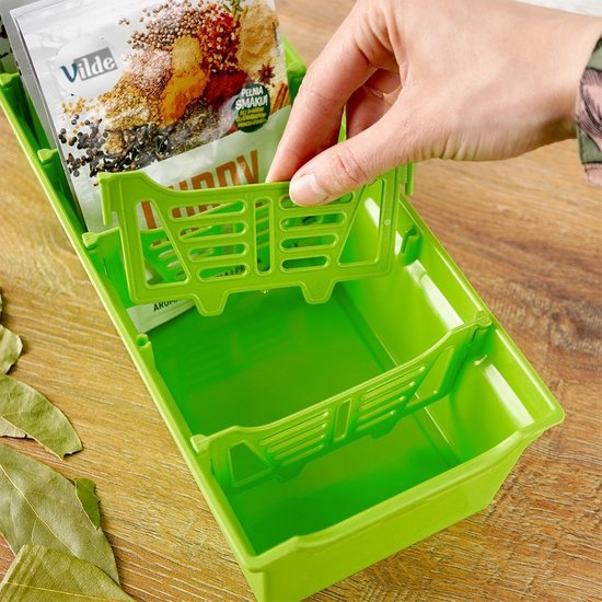 Étagère à épices Vert 30x13x8 cm - Organisateur d'épices - Boîte à épices - Pots d'herbes aromatiques debout - Organisateur d'épices