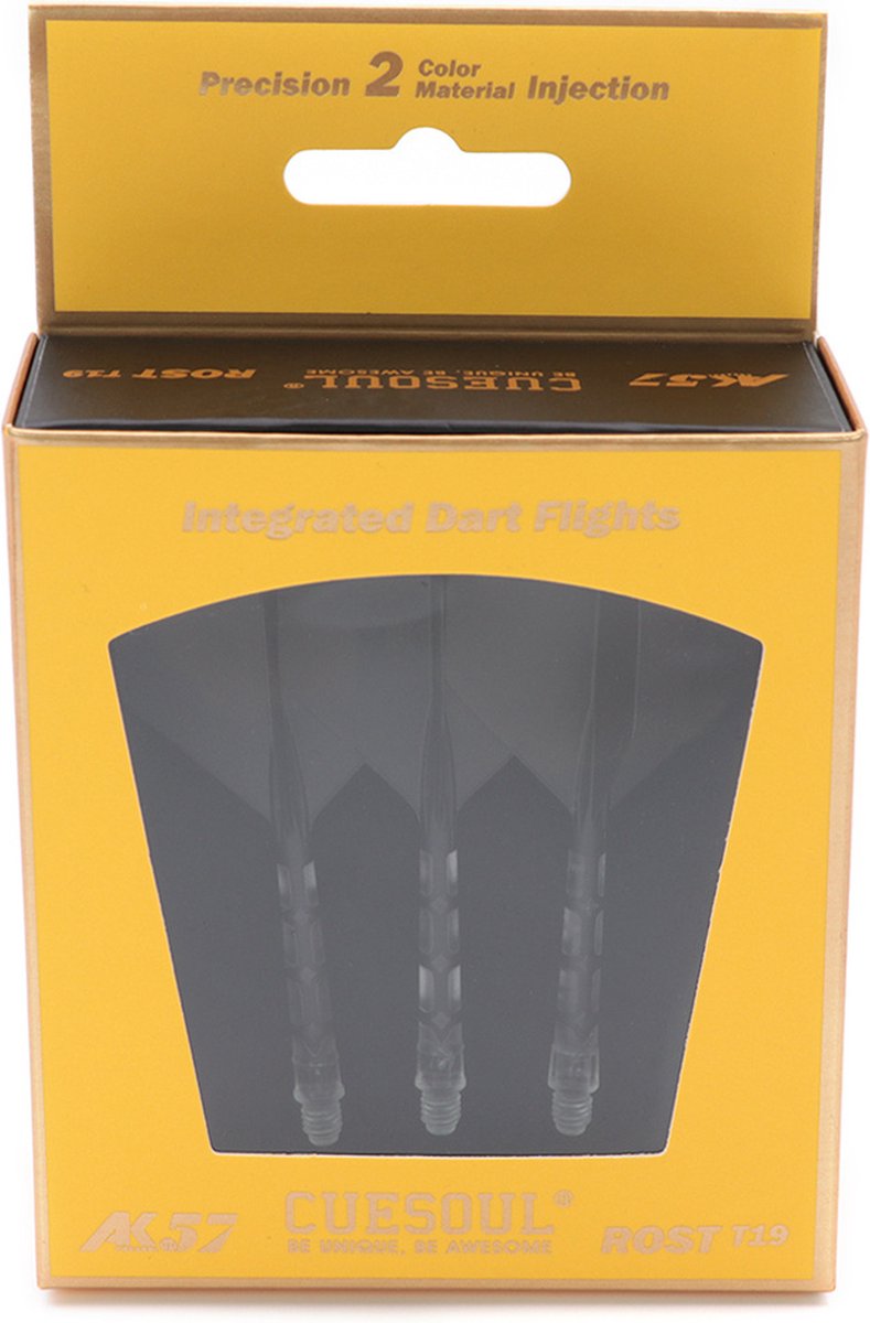 Cuesoul - ROST T19 Integrated Dart Flights - Standard Shape - Clear Black L
