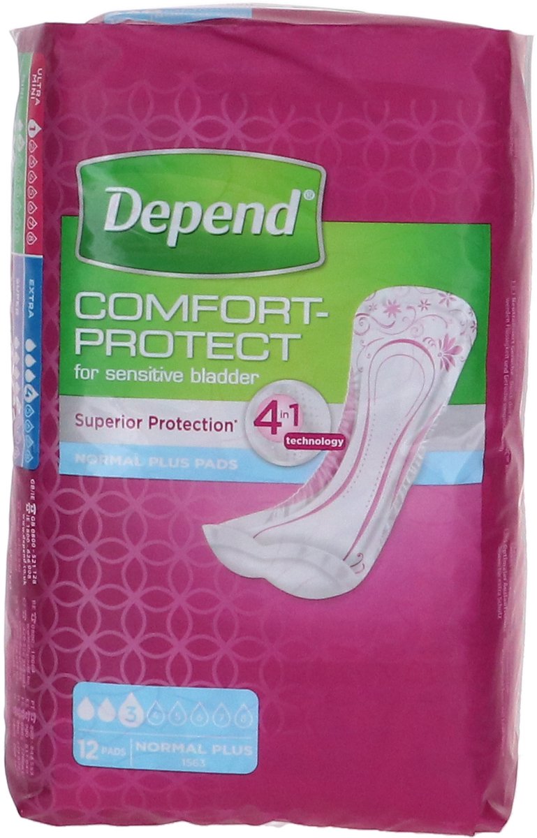 Goedkoopste Voordeelverpakking van 3 x Depend Verband Normal Plus, 12 stuks
