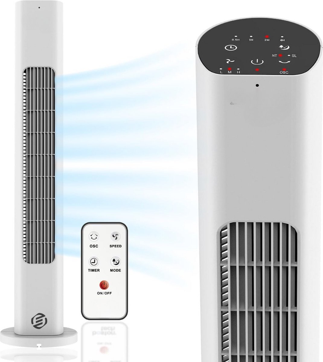 Equivera Torenventilator - Staande Ventilator met Afstandsbediening - Kolomventilator - Verschillende Snelheden - Timer - Ventilator Staand