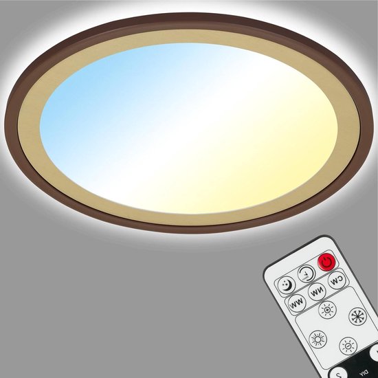 LuFun Plafondlamp LED, 24W Moderne Ultradun Ronde Houten Lamp Armaturen voor Slaapkamer Woonkamer Keuken Eetkamer Kantoor Hal Balkon Gang, Neutraal wit 4000K, 30cm*5cm
