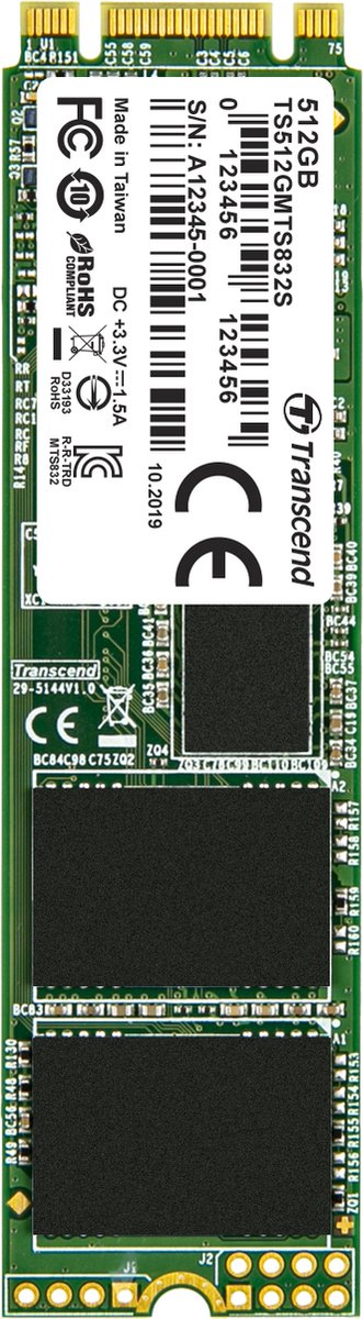 Transcend 832S 512 GB SATA M.2 SSD 2280 harde schijf M.2 SATA 6 Gb/s Retail TS512GMTS832S