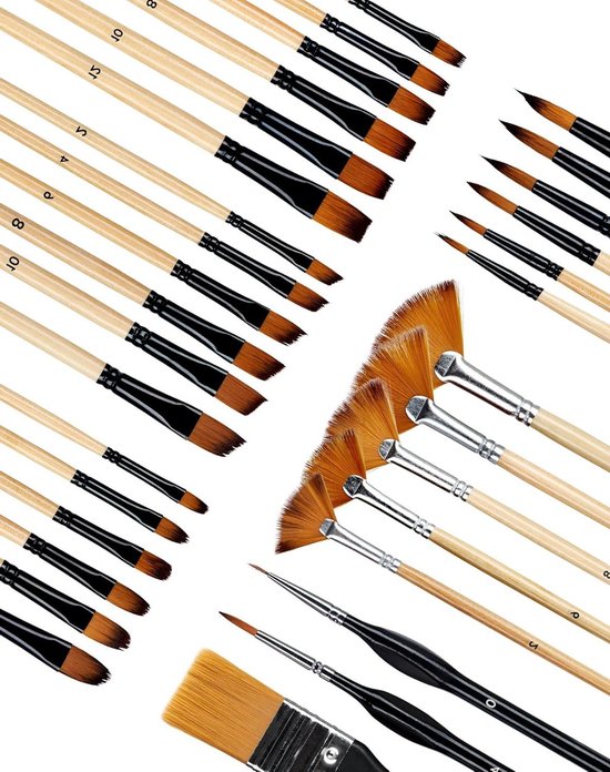 Pinceaux Nylon école Lot De 100 Pinceaux Plats Bleus - Taille 17.3cm | Pour Peinture Acrylique, Aquarelle, Maquillage | Poils Nylon Résistants Accessoire Arts Créatifs