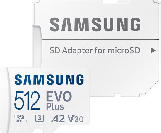 Carte Mémoire MicroSDXC Samsung EVO Plus (2024) 512 Go - Haute Vitesse avec Adaptateur - Pour Smartphones, Tablettes, Caméras et Vidéo 4K - Wit