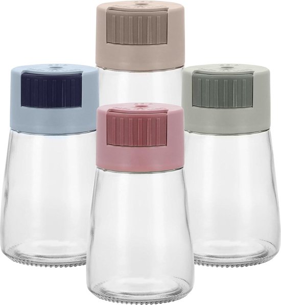Vilde Zout- en peperstrooier van glas, strooibus, kruidenpotjes, kruidenset, set van 2