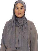 Katoen Stretch Hoofddoek - Hijab - Sjaal - Turban - Dames Hoofddoek - Islamitisch Hoofddeksel - 60x170 cm - Kleur Middengrijs