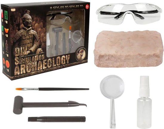 Playos® - Opgraven - Amulet - met Beitel, Hamer en Kwastje - Opgravingsset - Archeologisch Speelgoed - STEM Speelgoed - Amulet - Wetenschappelijk Speelgoed - Wetenschap en Techniek - Educatief