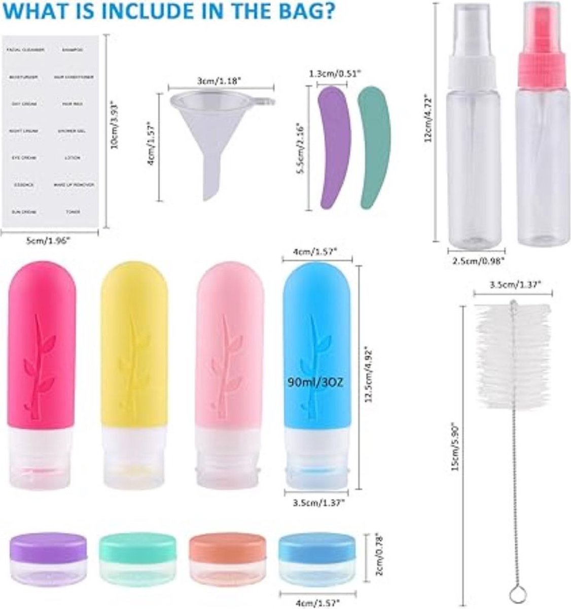 Goedkoopste Reisflesjes - Reisflacons - Navulbaar - Vliegtuig Handbagage - 90ml