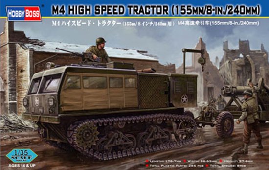 1:35 Tracteur à grande vitesse HobbyBoss 82408 M4 - 155 mm / 8 pouces. / Maquette en plastique 240 mm