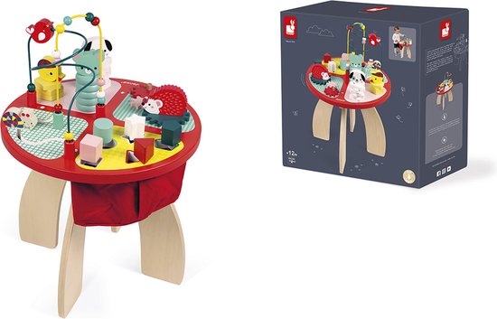 Foto: Janod baby forest houten activiteitentafel met 4 verschillende speelgebieden geschikt vanaf 12 maanden