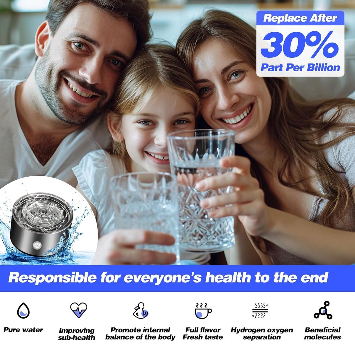 3 Mins Waterstofrijke Generator Water Fles Draagbare Oplaadbare Waterstof Water Maker Antioxidant Glas Gezondheidszorg Cup LED Display