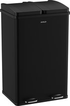 Bol.com Avalo Prullenbak Afvalscheiding 60 Liter - RVS Zwart - 2 Vakken - Milieubewust Hygienisch & Vingerafdrukvrij - Pedaalemm... aanbieding