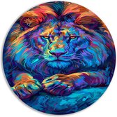 Décoration murale Lion ronde - Tableau Animaux - Cercles muraux Couleurs - Décoration murale moderne - Tableau - Accessoires chambre cercle mural aluminium 70x70 cm