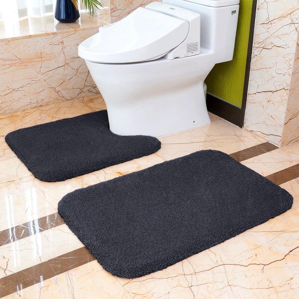 Ensemble de tapis de bain doux et antidérapant en microfibre