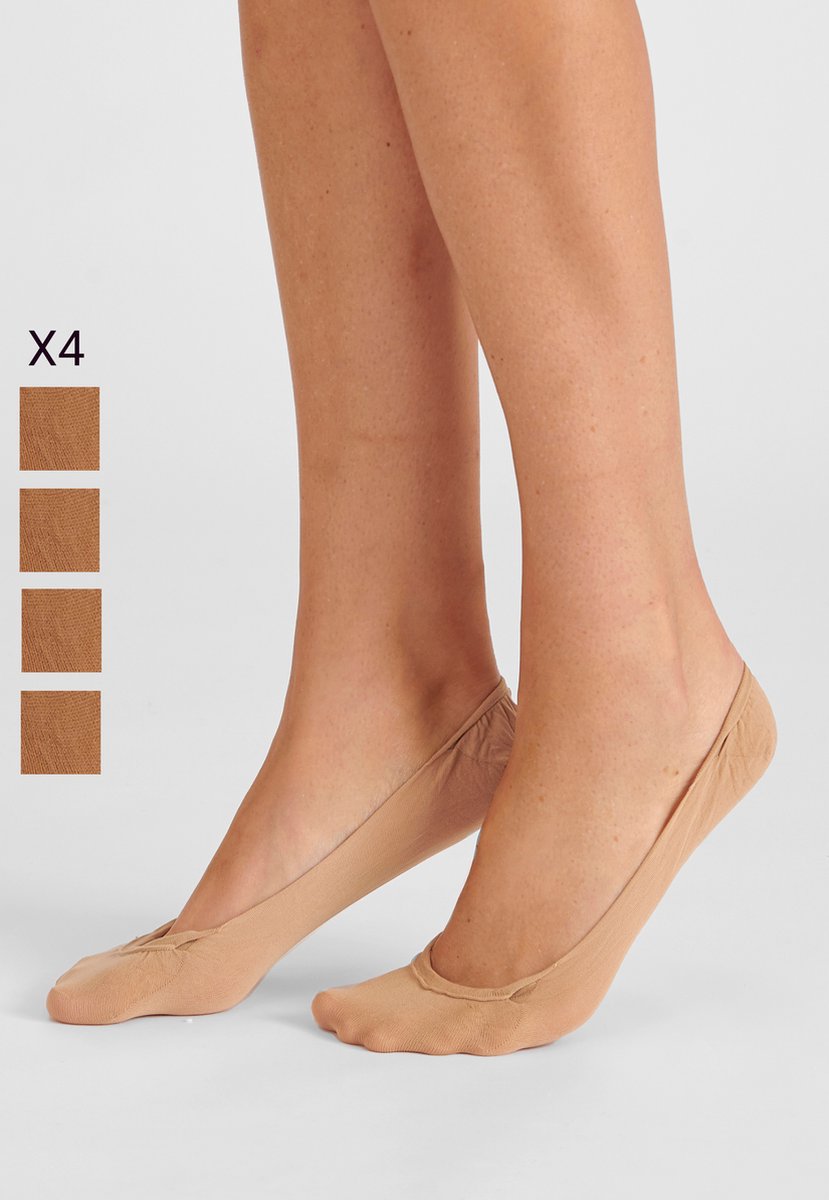 Damart - Set van 4 paar kousenvoetjes of voeten 20D - Dames - Beige - 36/38