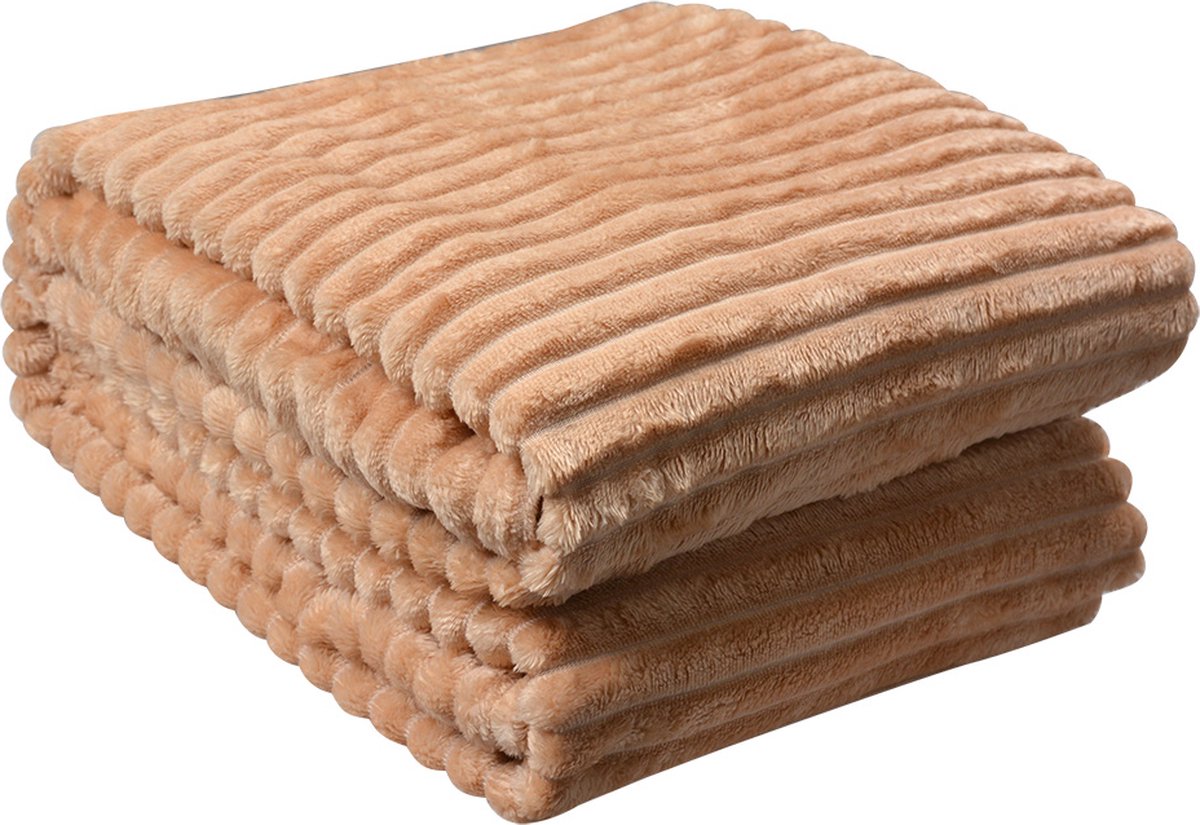 Clayre & Eef Plaid 180x200 cm Beige Polyester