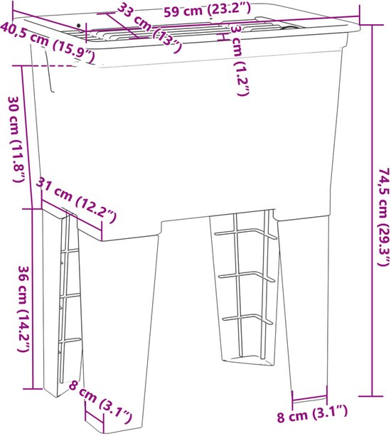 VidaXL Fregadero de lavadero de resina blanco 59x41x75 cm | Leroy Merlin