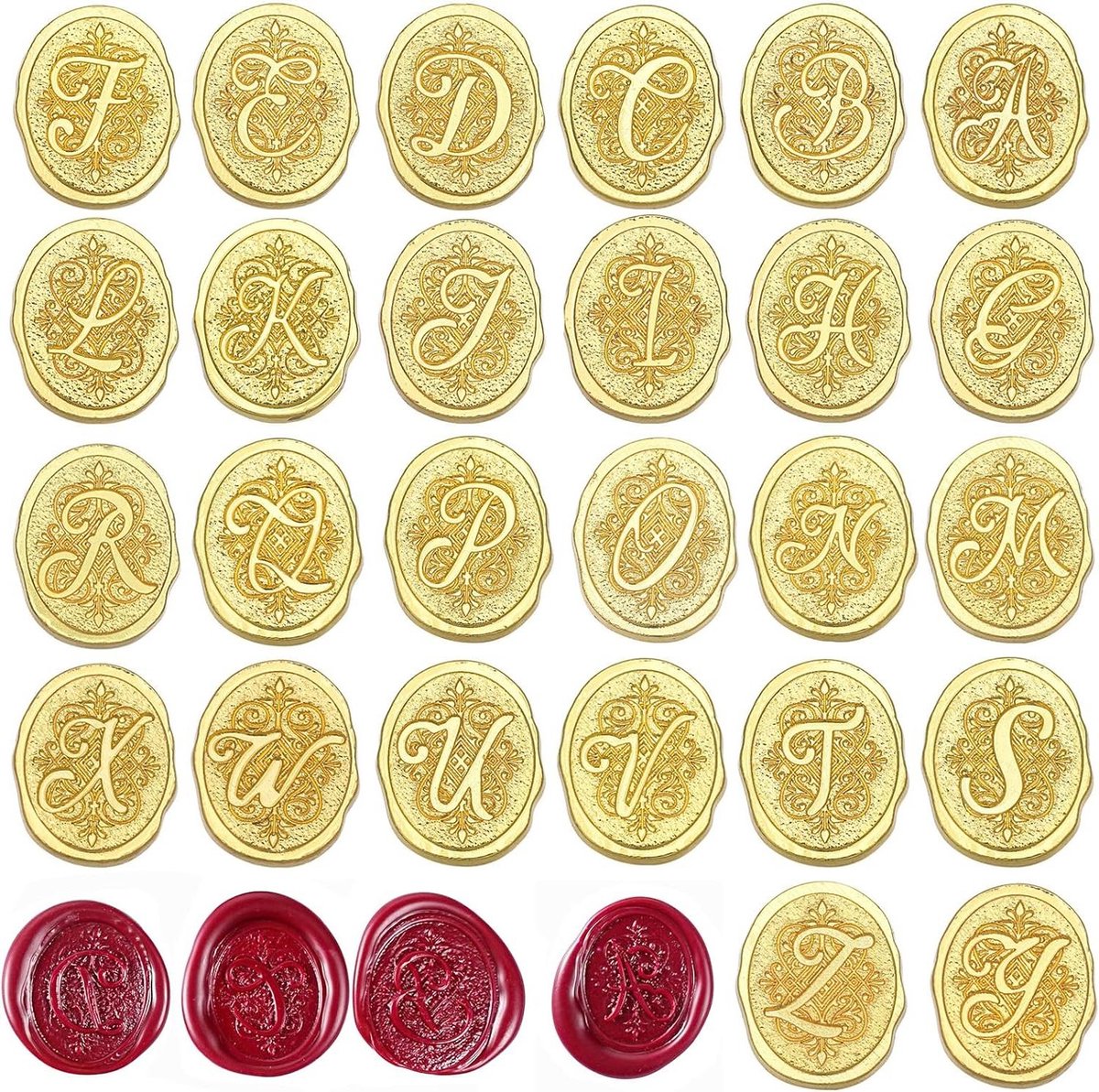 Wax Seal Stempel Set 26 Letters A-Z Vintage Retro Messing Kit Alfabet Verwijderbare Hoofd Afdichting Stempel voor Bruiloft Kerst Enveloppen Uitnodigingen Cadeaubonnen