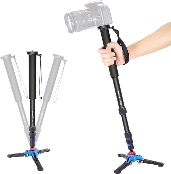 Foto: Verstelbare camera statief met verwijderbare en opvouwbare ondersteuningsbasis gemaakt van aluminiumlegering hoogte van 52 168 cm voor dslr nikon sony maximale belasting 5 kg x01nsk265
