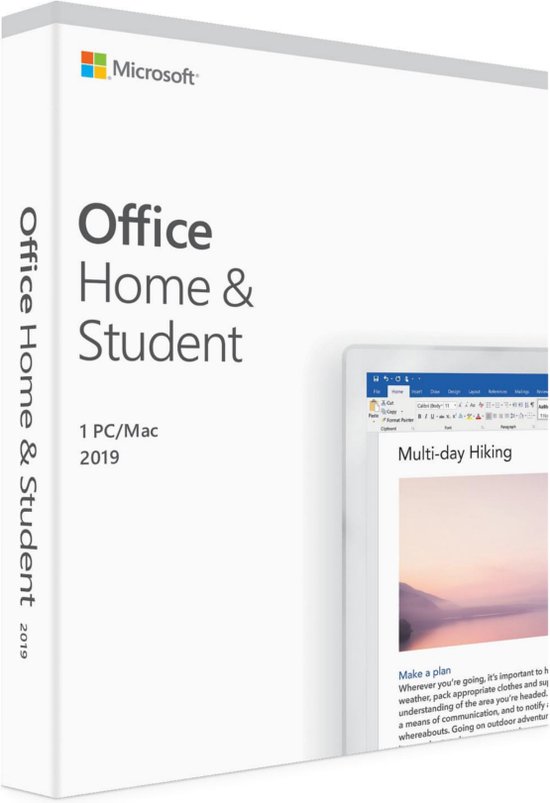Microsoft Office Home & Student 2019 - 1 PC - Meerdere Talen - Levenslange Licentie