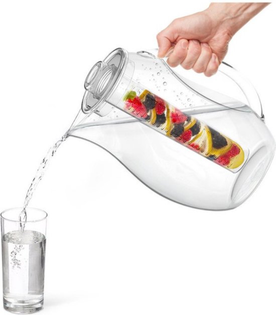 Foto: Buxibo waterfles met fruit infuser 2 75 liter 100 bpa vrij detox waterfles waterkan schenkkan met fruit filter