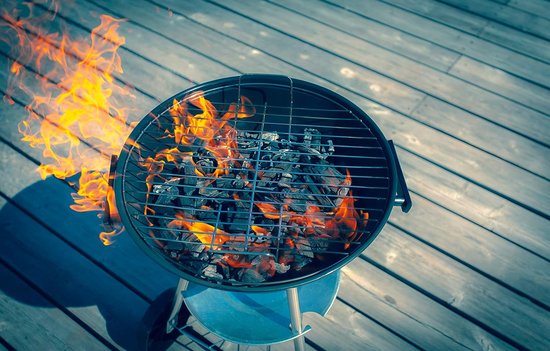 Houtskoolgrill 44 cm, 4 personen grill houtskool, verrijdbare kogelgrill met deksel voor onderweg/tuin/balkon van Merkloos — afbeelding 3