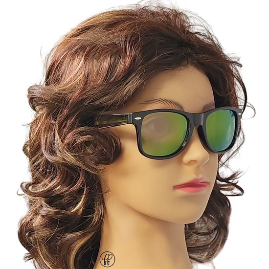 Fako Fashion® - Heren Zonnebril - Dames Zonnebril - UV400 - Zwart - Spiegel Paars van Fako Fashion® — afbeelding 4