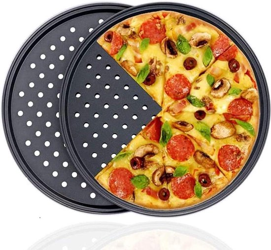 Pizza Bakpannen Non-Stick Geperforeerde Pizza Tray - Voor Thuis en Feest Bakgebruik - Set van 2