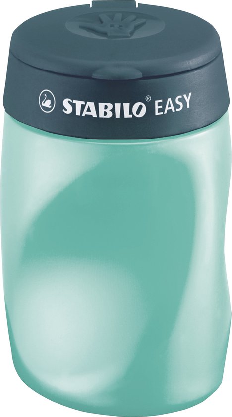 Foto: Stabilo easysharpener ergonomische 3 in 1 puntenslijper rechtshandig petrol geschikt voor alle potloden