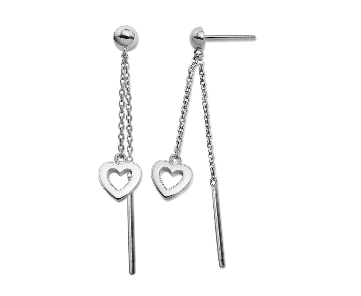 Jwls4u Earparty Oorhangers Open Hart Zilver Line S
