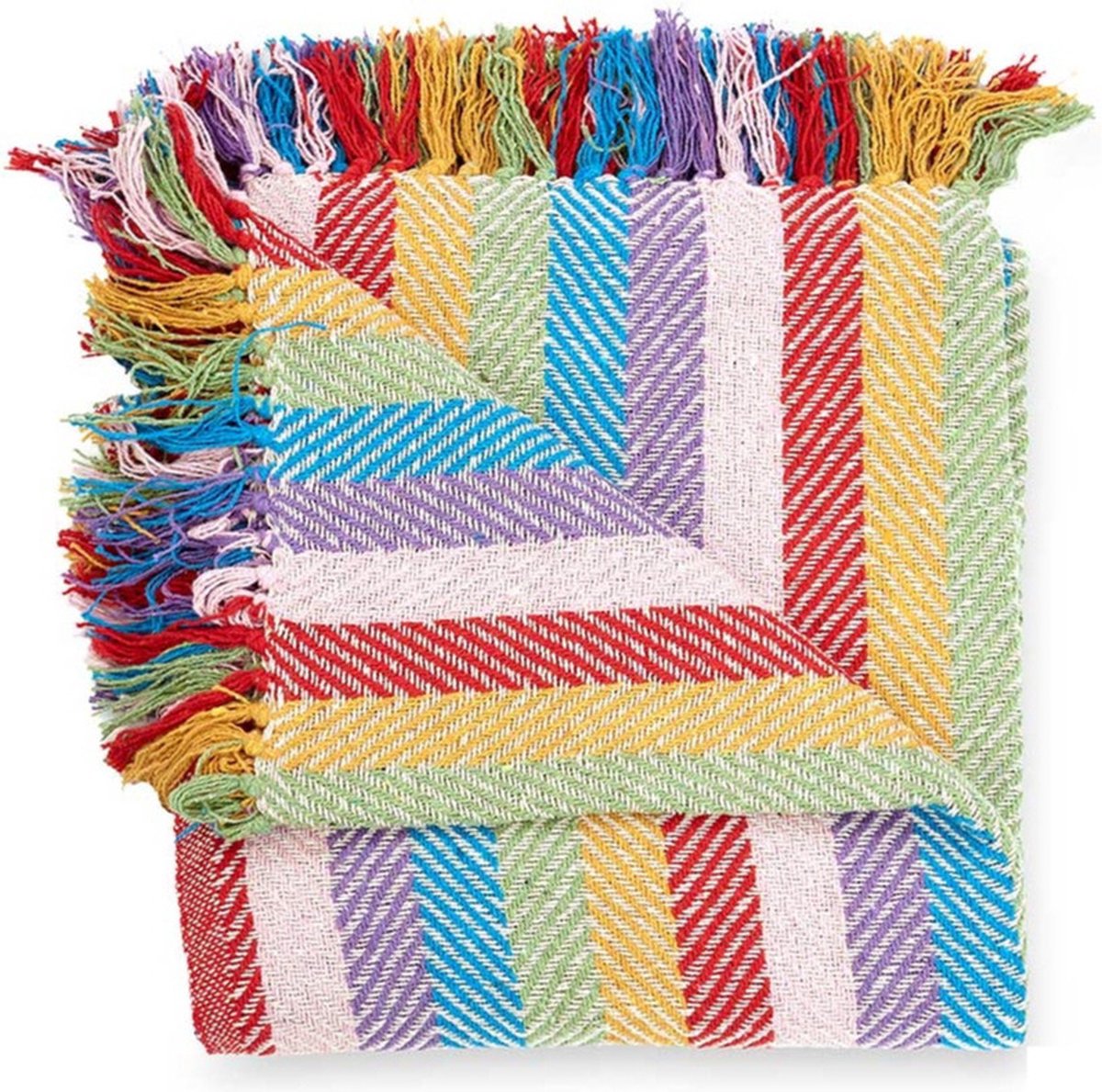 Giftdecor Plaid bank deken Hamam 125 x 150 cm beddensprei strepenmotief multifunctionele deken