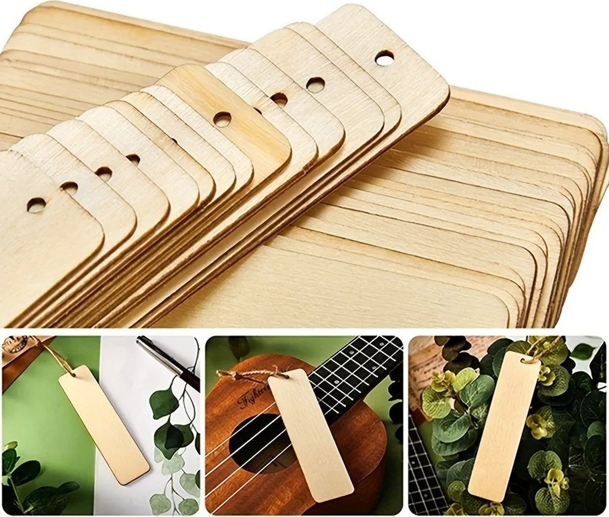 72 Stuks DIY Houten Ambachtelijke Bladwijzer, Rechthoek Opknoping Tags, Houten Boekenleggers Voor Kinderen, Houten Lege Bladwijzers, Met Kwastjes, Geschikt voor Doe Het Zelf Bladwijzers, Houten Label