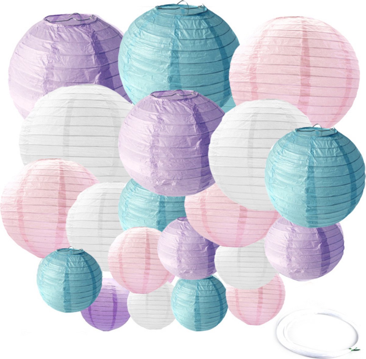 Joya Party® 20 Stuks Lampionnen Feest Versiering Set Pastel Kleuren | Decoratie | Verjaardag, Jubileum & Bruiloft