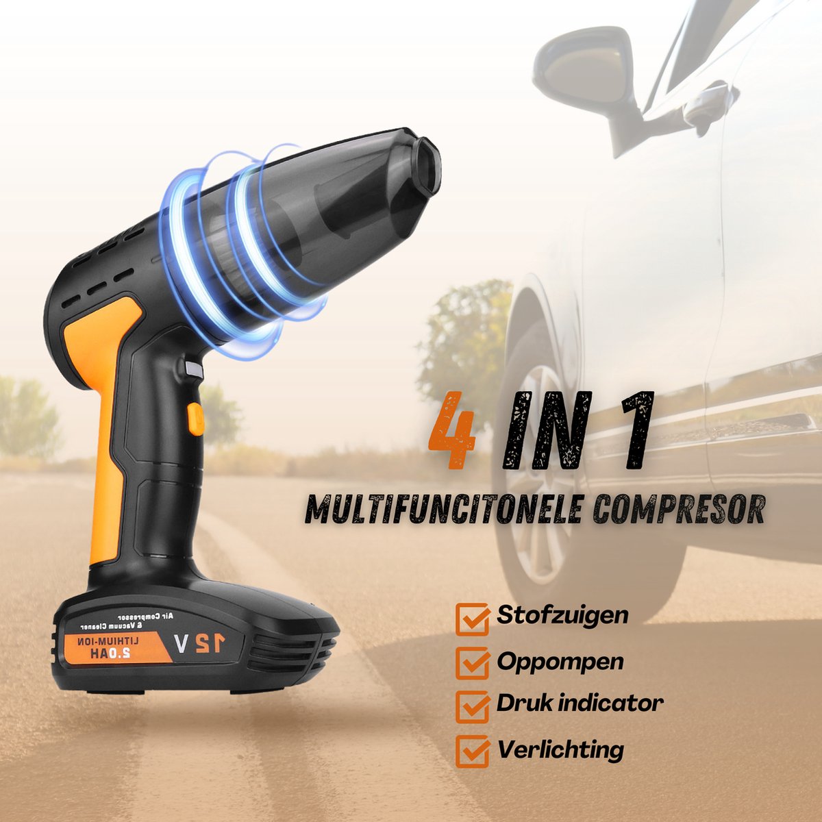 Gatson 4-in-1 Luchtcompressor & Handstofzuiger epv-b02