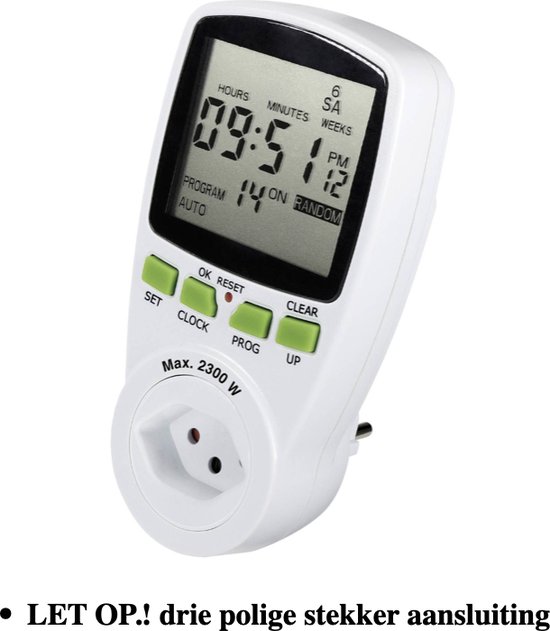 Renkforce 1289405 Minuteur/multiprise numérique mode 7 jours 2300 W IP20 Mode compte à rebours, mode RND