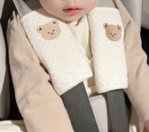 2 Stuks Gordelbeschermers Baby & Kind – Zachte Katoenen Gordelhoezen voor Maxi-Cosi – Beer Design – Crème