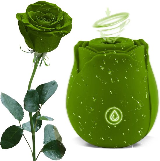 Rose Flower Vibrator - 10 Vibrations - Waterproof - Groen
