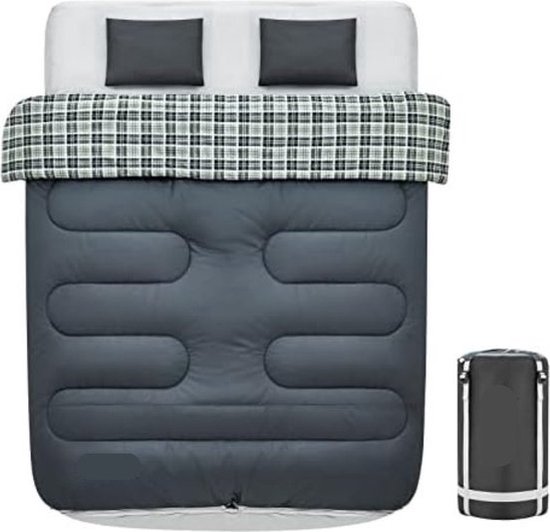 Dubbele Slaapzak 2-in-1 2-in-1 Dubbele Slaapzak, Enkele Slaapzak XL, Dekenslaapzak Voor 2 Personen, 220x150cm,wandelen, Activiteiten In De Open Lucht (groen)AB5872 COSTWAY Slaapzak 220x150 Cm