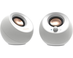 Creative Pebble V3 Luidspreker voor PC en laptops (Wit) - Bluetooth 5.3, AUX, USB-C met meegeleverde USB-C naar USB-A converter