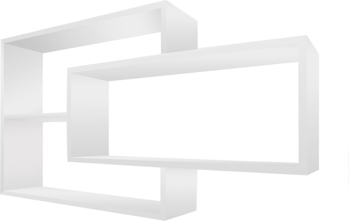 TRAUMMÖBEL Coemo wandplank Wit/Natuur/Zwart 'Ernie' boekenplank hout | MDF 4 vakken hangplank Zwevende plank voor woonkamer, slaapkamer en keuken
