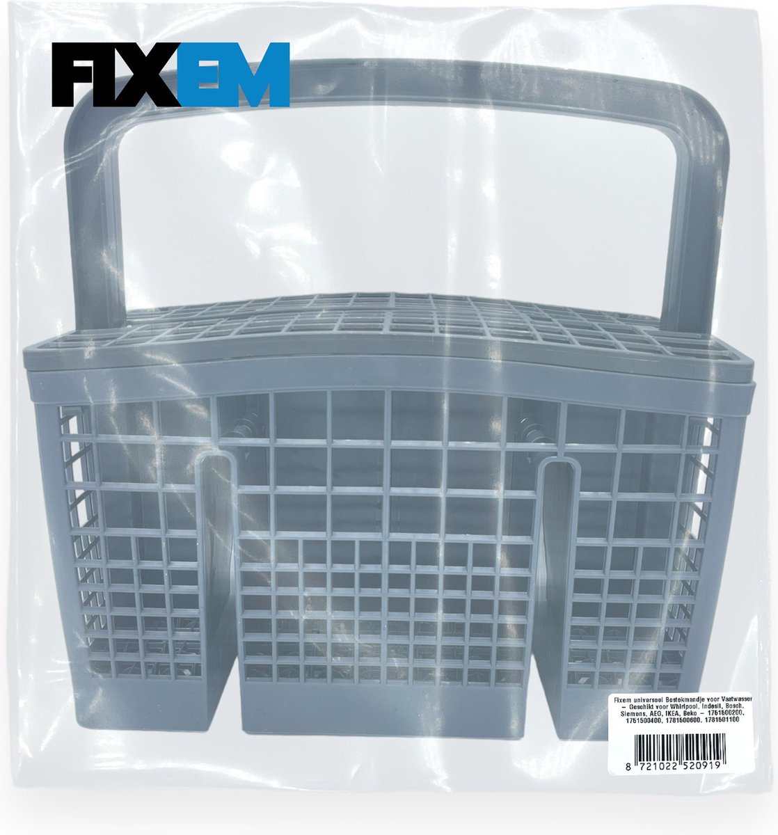 Fixem® Bestekmandje voor Vaatwasser - Stevige bodem structuur - Geschikt voor meerdere merken vaatwassers - Bestek korf - 21x22x13.5 cm - met inkepingen — afbeelding 3