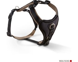 WOLTERS Cat & Dog Professional Comfort Harnas / Hondentuigje - Nylon - Neopreen voering - Zwart-Bruin - Borstomtrek: 30 - 35 cm (GELIEVE ALVORENS BESTELLEN OPMETEN)